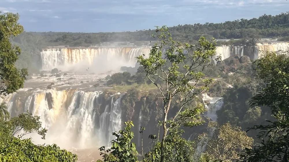Layered waterfalls and Atlantic Forest seen from the Iguazu Falls Brazilian side