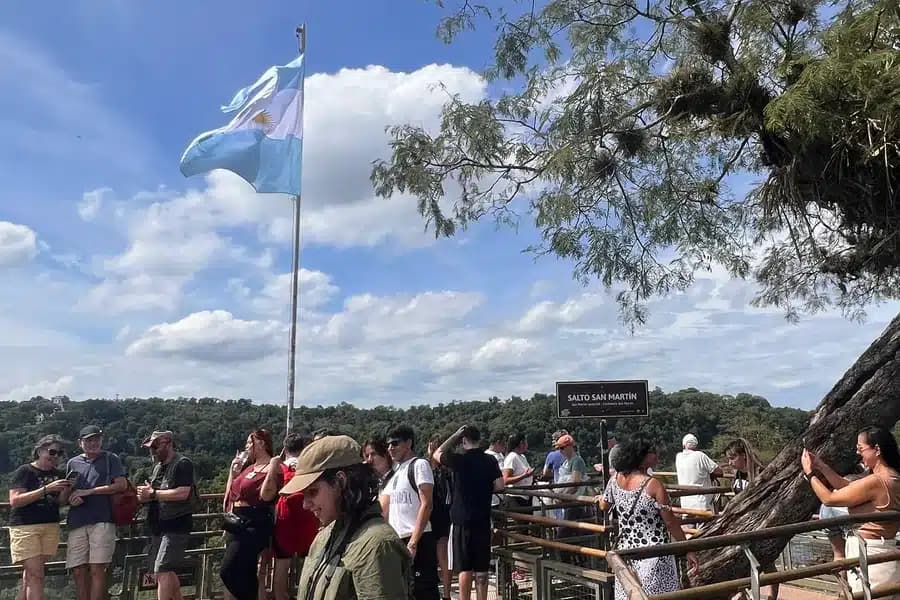 Visitors at the San Martín viewpoint on the Argentinian side of Iguazu Falls