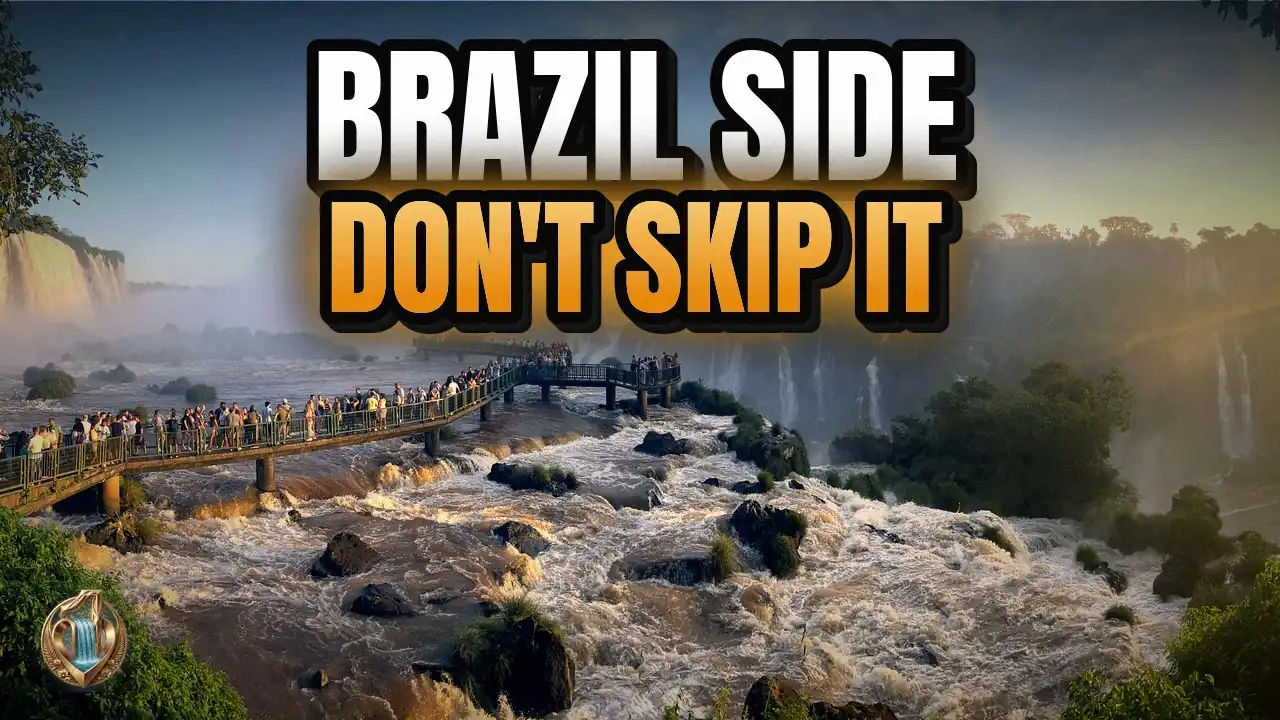 The panoramic walkway on the Brazilian side of Iguazu Falls, facing the Devil's Throat